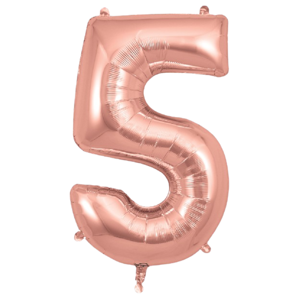Rose Gold Giant Number Helium Balloons 0-9 - Inflated 34in