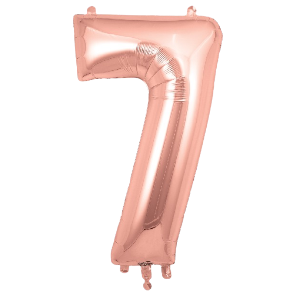 Rose Gold Giant Number Helium Balloons 0-9 - Inflated 34in