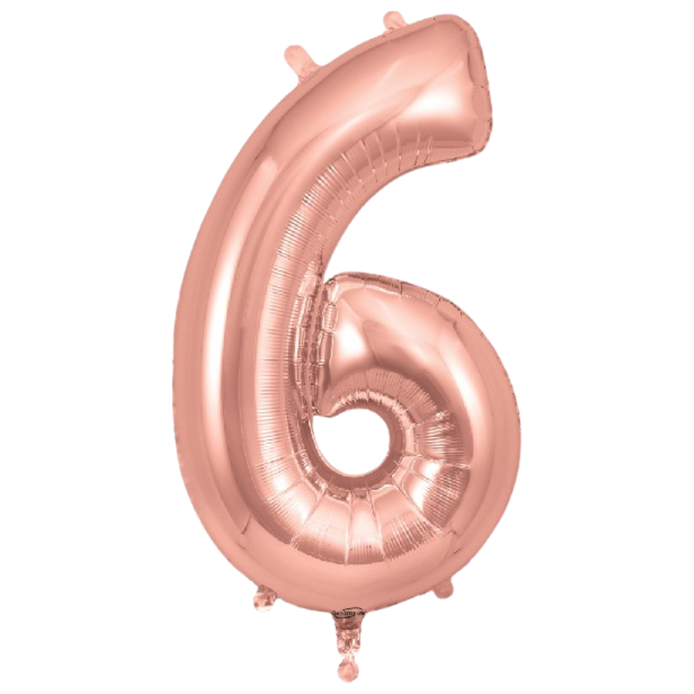 Rose Gold Giant Number Helium Balloons 0-9 - Inflated 34in