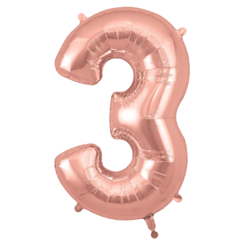 Rose Gold Giant Number Helium Balloons 0-9 - Inflated 34in