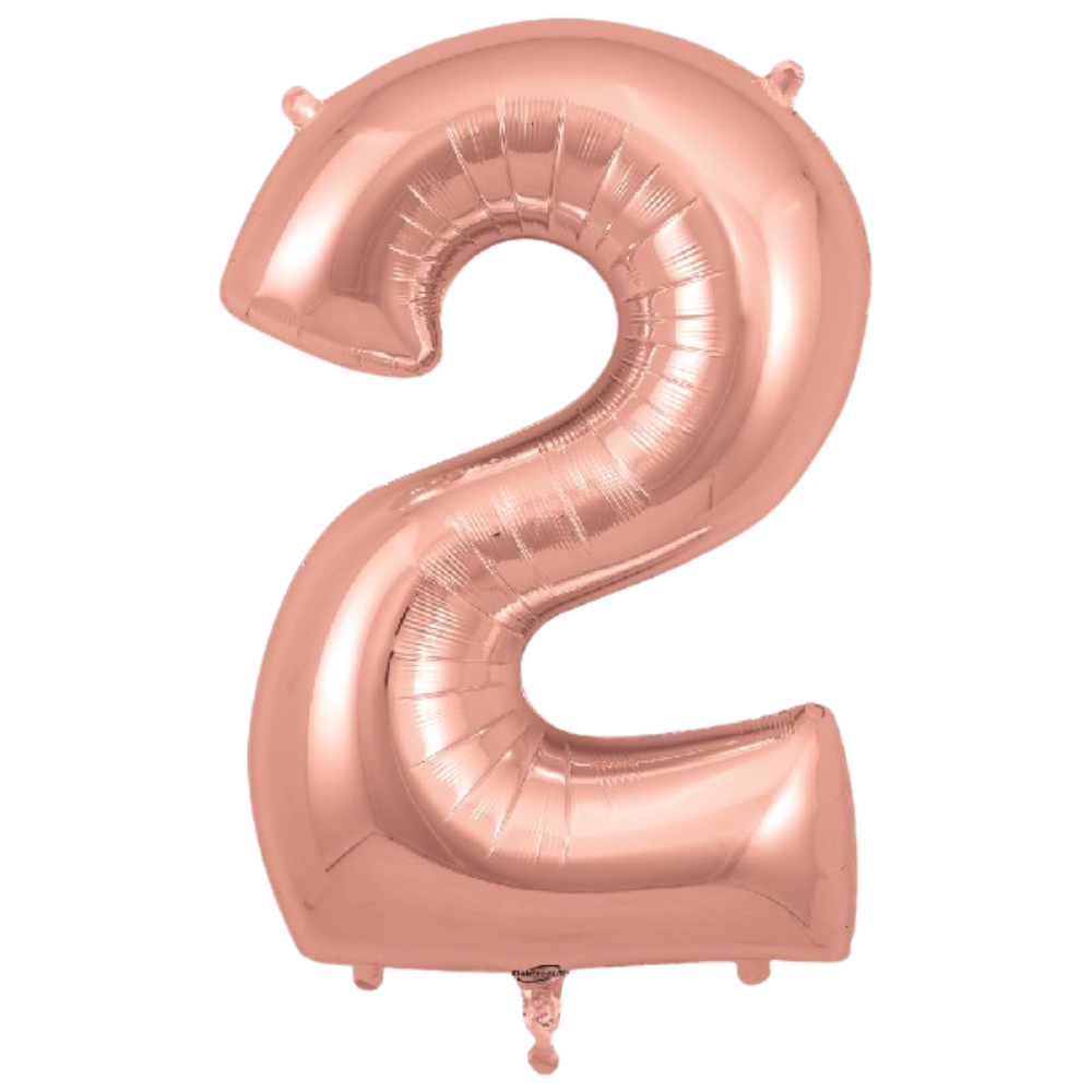 Rose Gold Giant Number Helium Balloons 0-9 - Inflated 34in