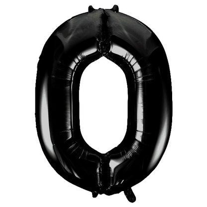 Black Giant Number Helium Balloons 0-9  - Inflated 34in