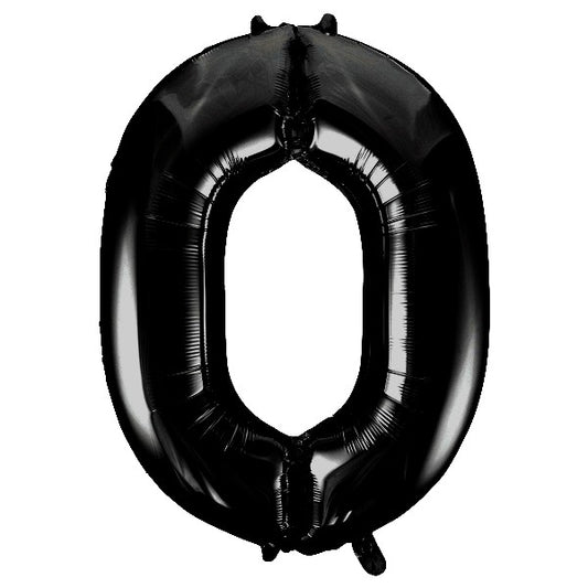 Black Giant Number Helium Balloons 0-9  - Inflated 34in