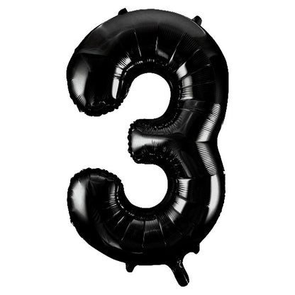 Black Giant Number Helium Balloons 0-9  - Inflated 34in