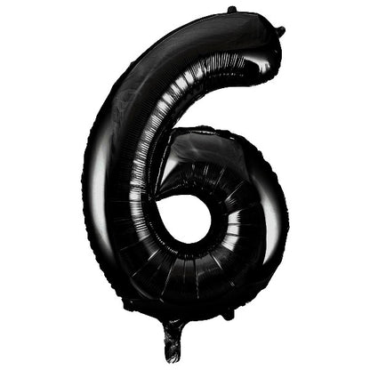 Black Giant Number Helium Balloons 0-9  - Inflated 34in