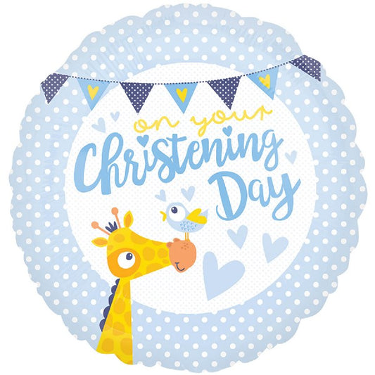 18in Christening Day Blue Balloon