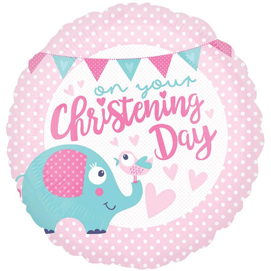 18in Christening Day Pink Balloon