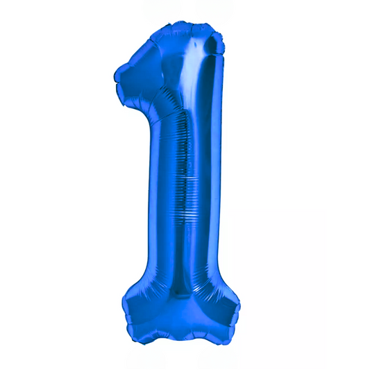 Blue Giant Number Helium Balloons 0-9  - Inflated