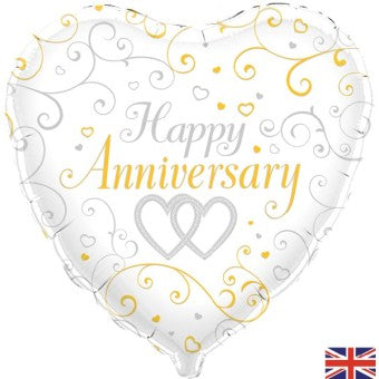 18in Happy Anniversary Linked Hearts Balloon