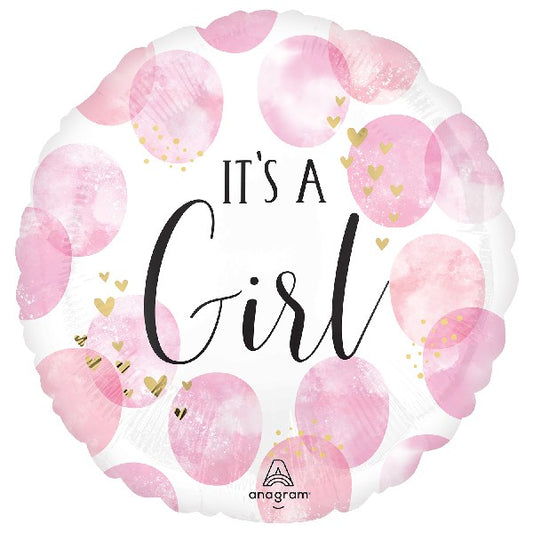 18in baby girl pink watercolour balloon